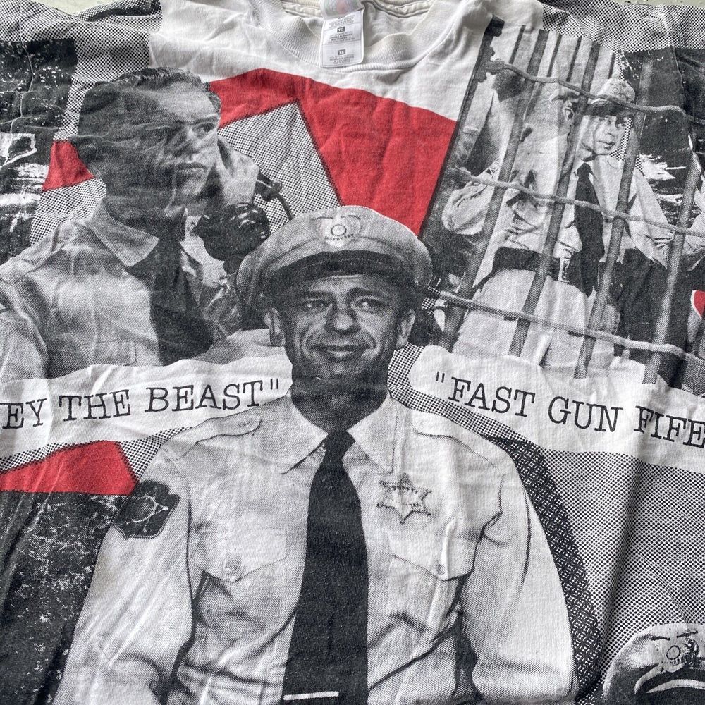 90s Barney Fast‎ Fife Andy Griffith Show All Over Print Shirt Mayberry Size XL - Picture 3 of 7